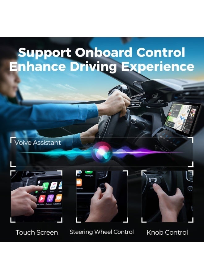 محول لاسلكي 2 في 1 لـ CarPlay و Android Auto، يحول المحول السلكي إلى محول لاسلكي لـ CarPlay، بدون تأخير وتحكم مستقر، حجم صغير مع كابل تمديد USB-C و Type-C (أسود) - Image 4